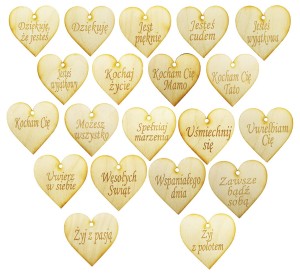 Serce drewniane z grawerem 5 cm - wybierz życzenie
